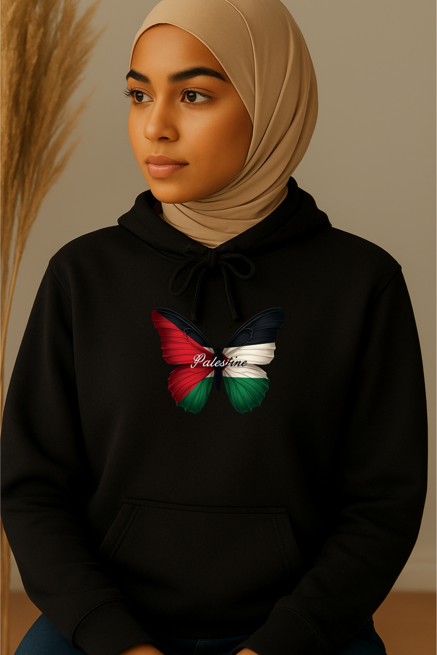 Ummah Trends Palestinian Flag Butterfly Print Hoodie