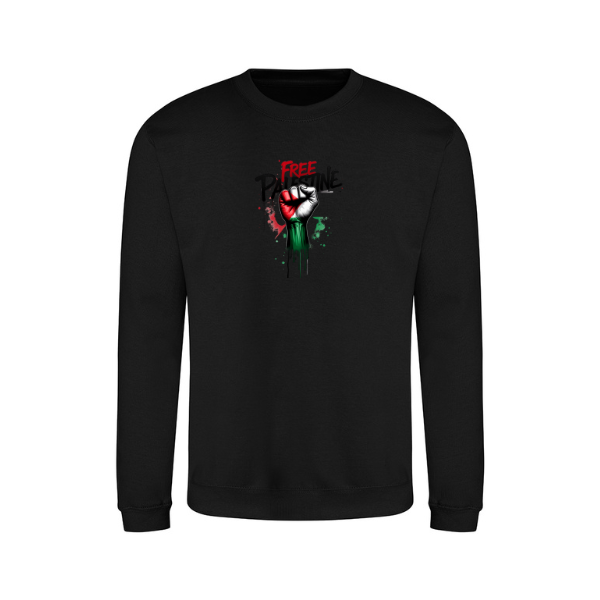 Ummah Trends Free Palestinian Flag Fist Hand Print Sweatshirt