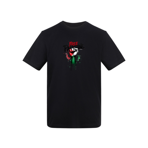 Ummah Trends Free Palestinian Flag Fist Hand Print T-Shirt