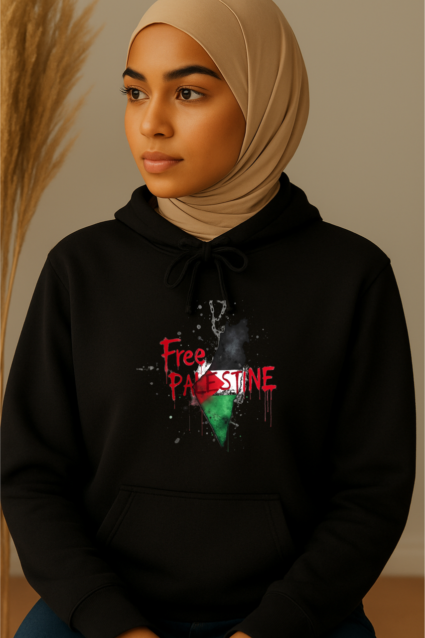 Ummah Trends Free Palestinian Flag Map Print Hoodie