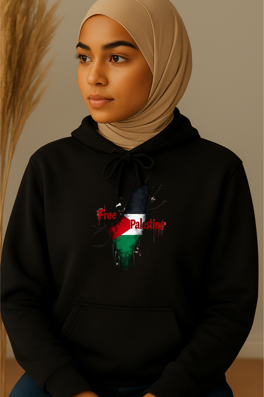 Ummah Trends Free Palestinian Flag Map Print Hoodie