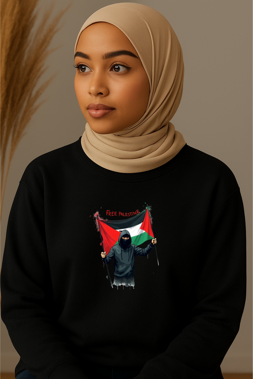 Ummah Trends Free Palestinian Flag Print Sweatshirt