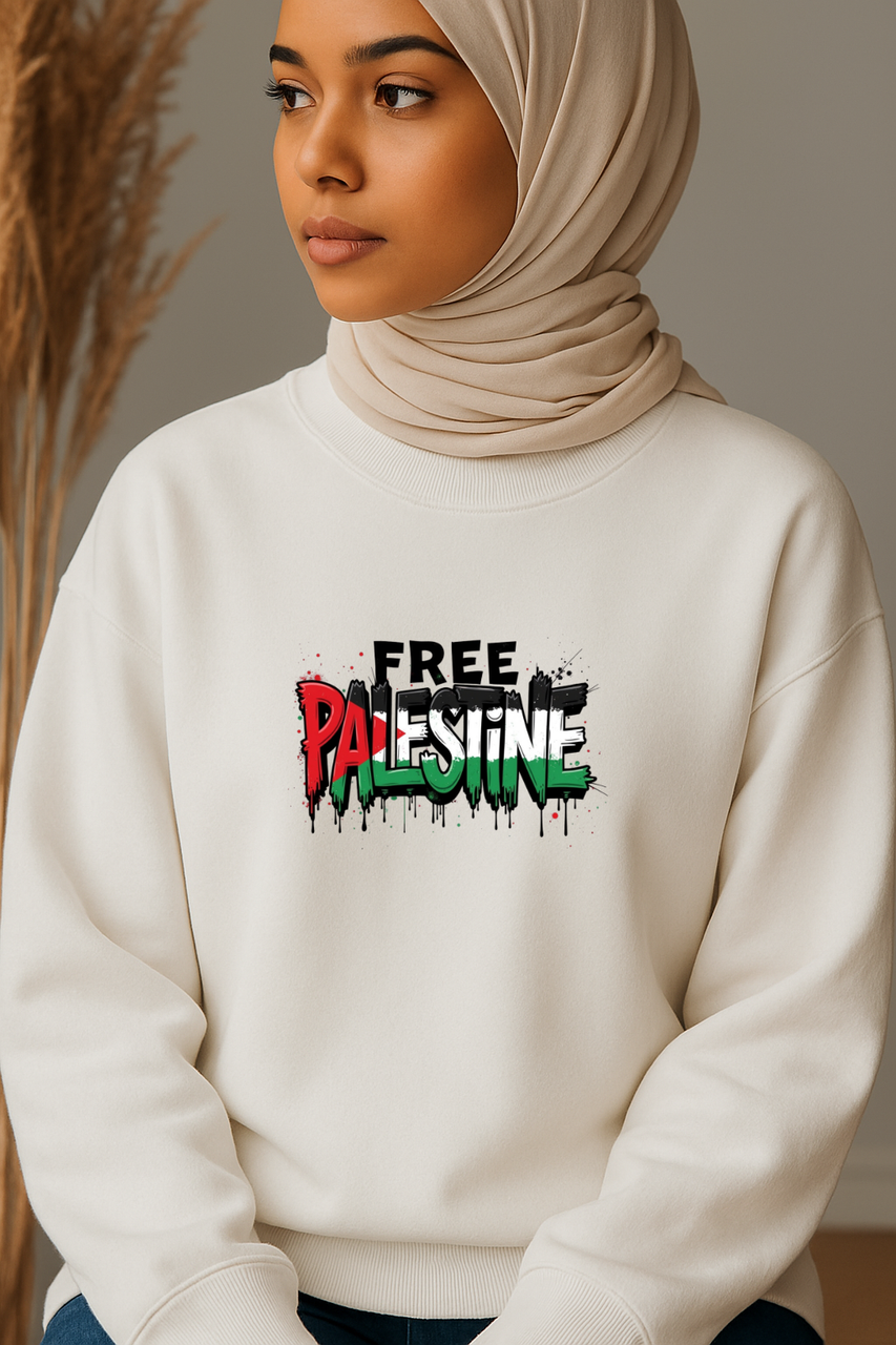Ummah Trends Free Palestine Print Sweatshirt