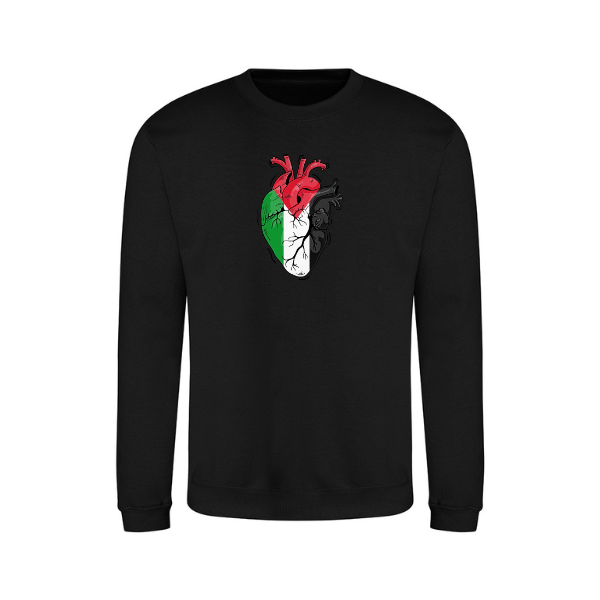 Ummah Trends Palestinian Flag Heart Print Sweatshirt