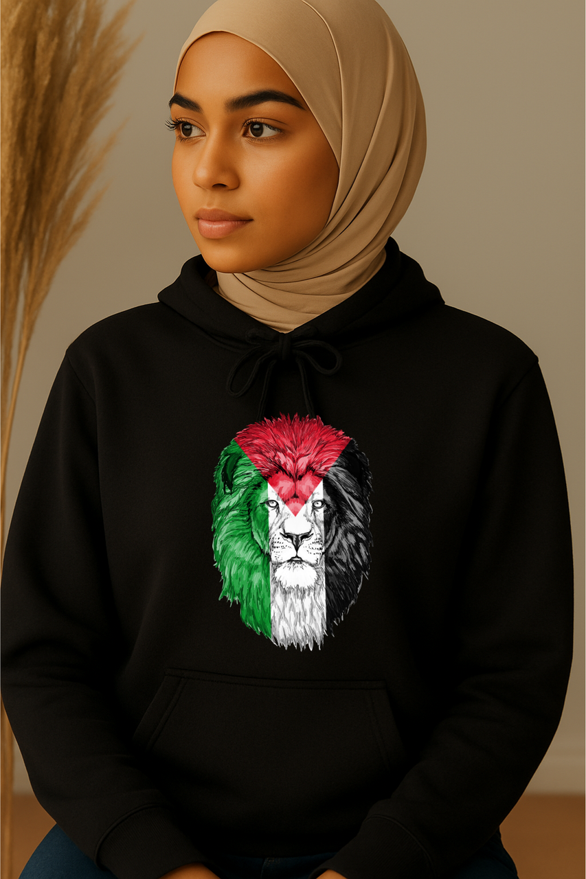 Ummah Trends Palestinian Flag Lion of Palestine Print Hoodie