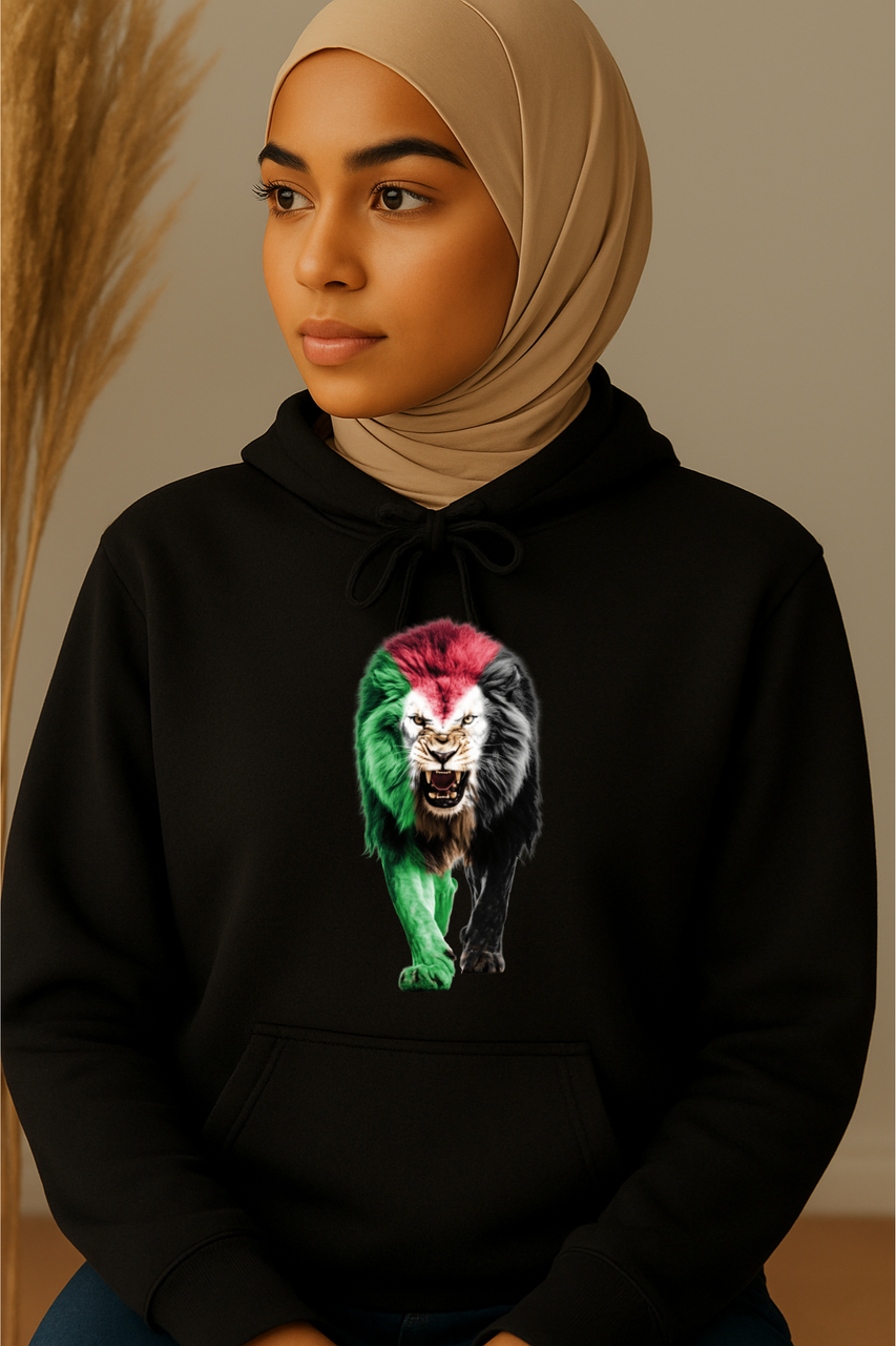 Ummah Trends Palestinian Flag The Lion Stands Proud Print Hoodie