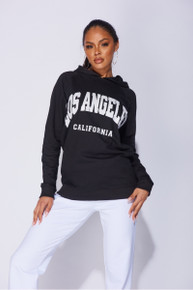 Hoodie Oversized Los Angeles Print Black