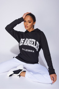 Hoodie Oversized Los Angeles Print Black