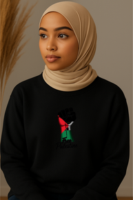 Ummah Trends Palestinian Flag Fist Hand Print Sweatshirt