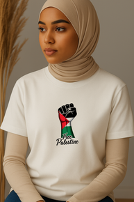 Ummah Trends Palestinian Flag Fist Hand Print T-Shirt