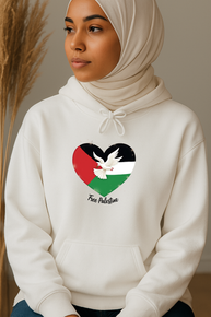 Ummah Trends Free Palestinian Flag White Bird Print Sweatshirt