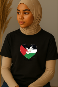 Ummah Trends Free Palestinian Flag White Bird Print T-Shirt