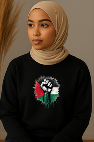 Ummah Trends Palestinian Flag Fist Hand Print Sweatshirt