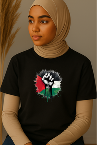 Ummah Trends Palestinian Flag Fist Hand Print T-Shirt