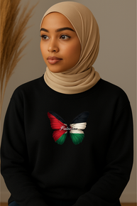 Ummah Trends Palestinian Flag Butterfly Print Sweatshirt