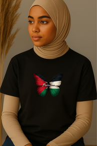 Ummah Trends Palestinian Flag Butterfly Print T-Shirt