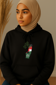 Ummah Trends Free Palestinian Flag Olive Tree Print Hoodie