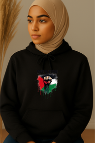 Ummah Trends Free Palestinian Flag Fist Hand Print Hoodie