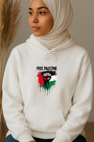Ummah Trends Free Palestinian Flag Fist Hand Print Hoodie