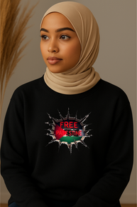 Ummah Trends Free Palestine Flag Print Sweatshirt