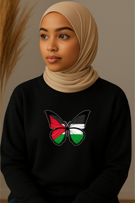 Ummah Trends Free Palestinian Flag Butterfly Print Sweatshirt