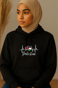Ummah Trends Palestinian Flag Heart Beat Print Hoodie
