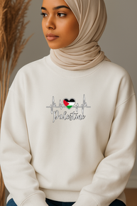 Ummah Trends Palestinian Flag Heart Beat Print Sweatshirt