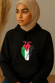 Ummah Trends Palestinian Flag Heart Beat Print Hoodie