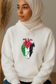 Ummah Trends Palestinian Flag Heart Beat Print Hoodie