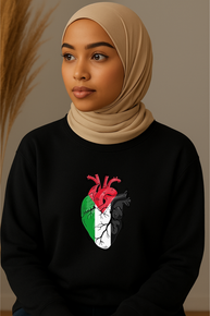 Ummah Trends Palestinian Flag Heart Print Sweatshirt