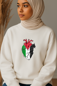 Ummah Trends Palestinian Flag Heart Print Sweatshirt
