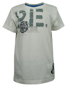 Boys T-Shirt Top P E Express Print Ivory White