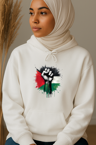 Ummah Trends Palestinian Flag Fist Hand Print Hoodie