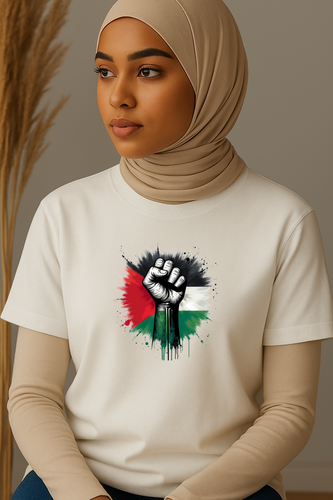 Ummah Trends Palestinian Flag Fist Hand Print T-Shirt