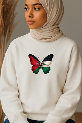 Ummah Trends Palestinian Flag Butterfly Print Sweatshirt