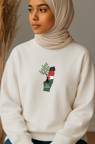 Ummah Trends Free Palestinian Flag Olive Tree Print Sweatshirt