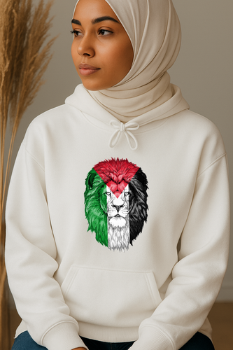 Ummah Trends Palestinian Flag Lion of Palestine Print Hoodie