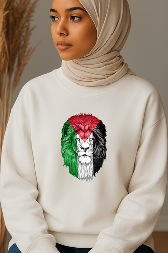 Ummah Trends Palestinian Flag Lion of Palestine Print Sweatshirt