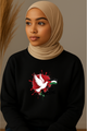 Ummah Trends Free Palestinian Flag White Bird Print Sweatshirt