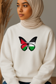Ummah Trends Free Palestinian Flag Butterfly Print Sweatshirt
