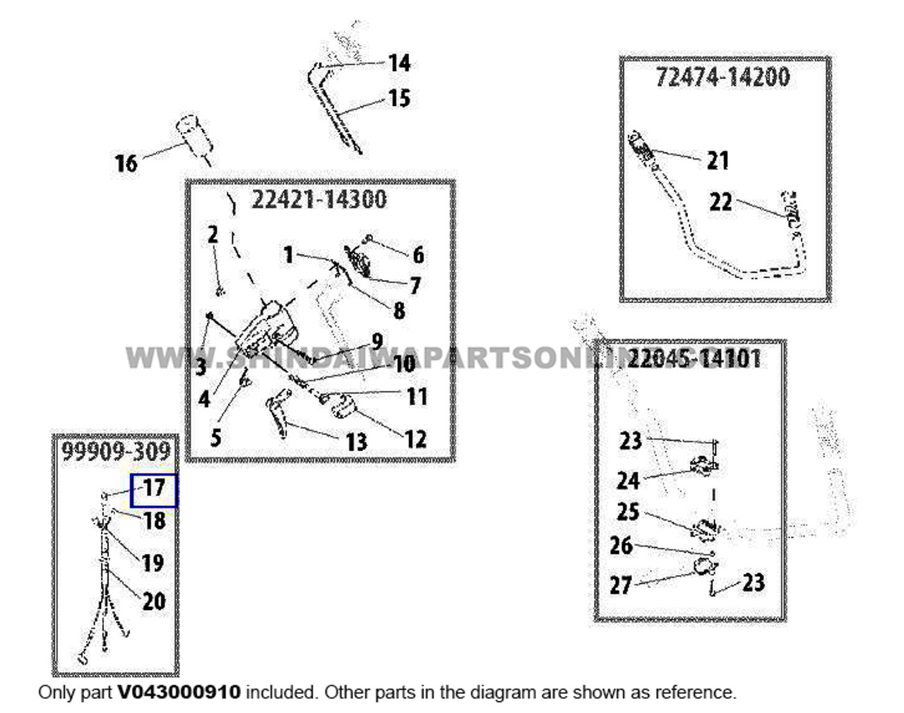 Shindaiwa V043000910-A - T260 Throttle Cable (Original OEM part)