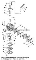Parts lookup Shindaiwa T260 Carburetor A021002380 diagram