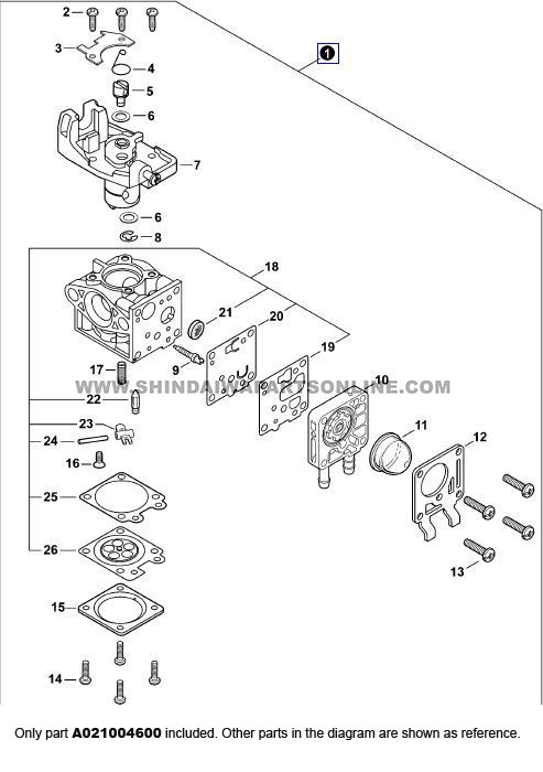 Shindaiwa T262 Carburetor A021004600 OEM