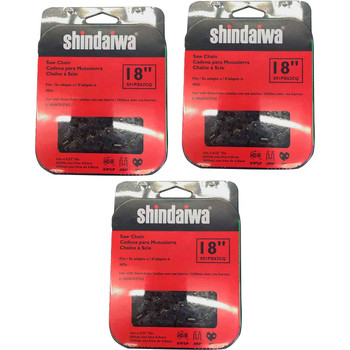 CHAINSAW CHAIN BY SHINDAIWA  91PX AdvanceCut,  PITCH 3/8" LP, 18" BAR, 0.050" GAUGE, 62 DL  3 PACK