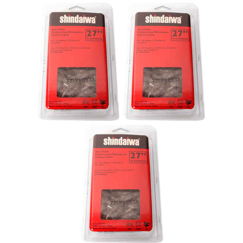 CHAINSAW CHAIN BY SHINDAIWA  72LPX PowerCut,  PITCH 3/8", 27" BAR, 0.050" GAUGE, 93 DL  3 PACK