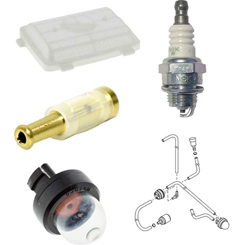 SHI 335s AIR-OIL-FUEL FILTERS SPARK PLUG FUEL LINES PRIMER BULB KIT