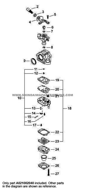 Parts lookup Shindaiwa EB802 Carburetor A021002040 diagram Parts lookup Shindaiwa EB802 Carburetor A021002040 diagram