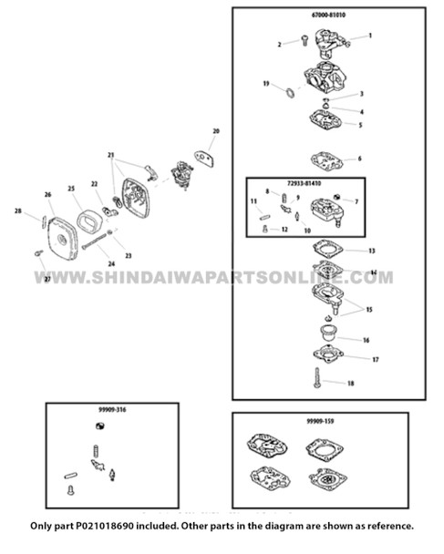 Parts lookup Shindaiwa 22T Body Cleaner Air Filter P021018690 OEM diagram