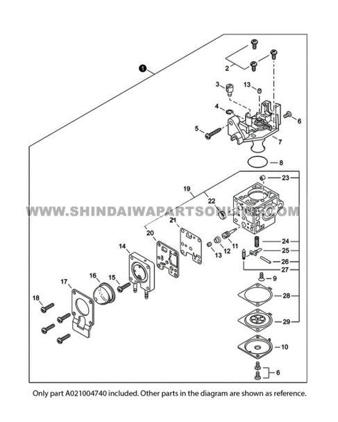 Parts lookup Shindaiwa HT235 Carburetor A021004740 OEM diagram