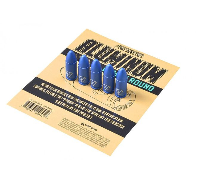 Strike Industries Blue 9mm Aluminum Snap Caps – Dummy Rounds For Safe Dry Fire Practice (Pack Of 5)